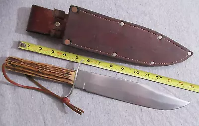 Vintage Large G.C. Co Solingen Germany Bowie Fixed Blade Knife & Sheath Lot S • $57