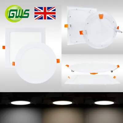 £9.50 • Buy LED Recessed Light Panel Ceiling Down Light Ultra Slim Round & Square Flat Panel