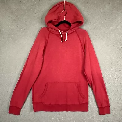 J Crew Hoodie Mens Large Red Vintage Fleece Hooded Sweatshirt Cotton Casual • $34.77