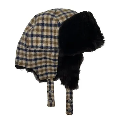 £775 • Buy Rare Aquascutum House Check Casual Wool Ear Flap Winter Trapper Hat Size Large L