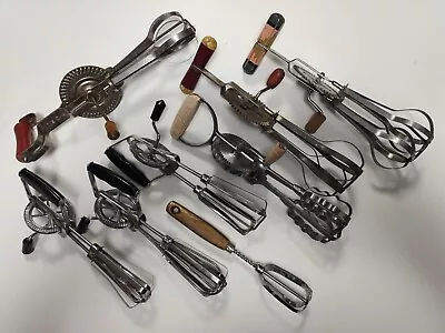 Lot Of 8 Vintage Egg Beaters Hand Mixers Antique Kitchen Utensils Tools • $80
