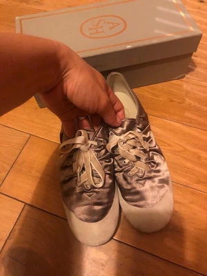 £27 • Buy Ladies “ASH” Italia Shoes Silk Satin Size 5/38 RRP180 (Taupe And Cream Colours)