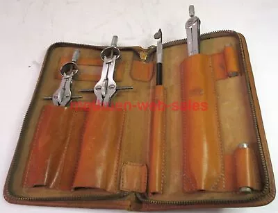 Vemco~Drafting Tool Set~w/Leather Zipper Case~Vintage~ • $14.95