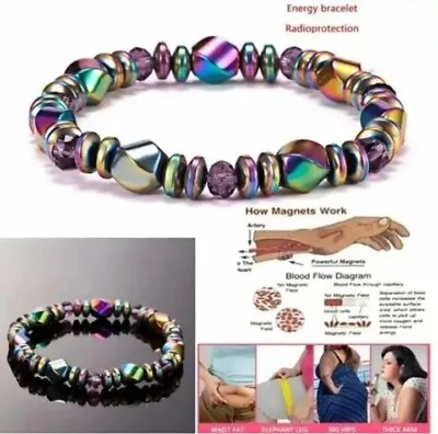 Ladies Magnetic Healing Hematite Bracelet Health Bangle Arthritis Pain Relief  • £6.44