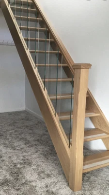 £850 • Buy Oak Full Glass Staircase Banister Set Up To 2.8 With Landing Up To 1.8m