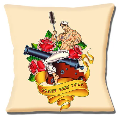 Sailor Jerry Tattoo Cushion Cover 16 Inch 40cm Sailor On Cannon Brave New Hope  • £10.95