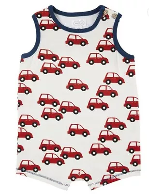 New Mud Pie Baby Boy COW ROMPER SHORTALL 6-9 Mos Red White Gift • $29.99