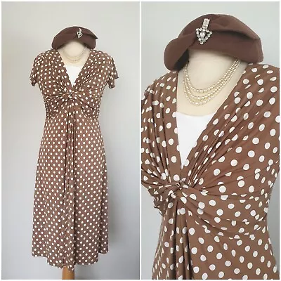Vintage WW2 Land Girl 1940s Wartime Style Polka Dot Tea Dress Goodwood UK 12 • £32