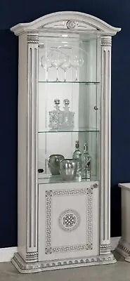 £750 • Buy The Versace Design Italian Rossella White/Silver 1 Door Vetrine/Display Cabinet