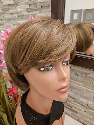 $49.99 • Buy NORIKO Aderans Light Brown Short Layered Sheitel Wig Long Moveable Bangs M Cap