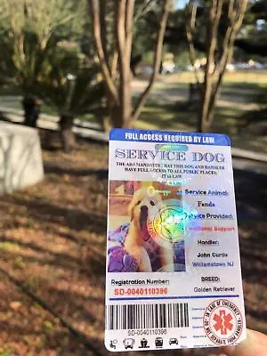 $14.99 • Buy ADA Service Dog Card ID Badge Assistance Animal Badge ESA Holographic Charity