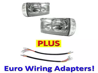 DEPO Euro Glass Headlight + Corner + Wiring Adapter For 77-85 Mercedes Benz W123 • $212.96