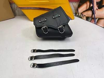 🔥Universal Motorcycle Swing Arm Bag Black Leather For Harley Sportster XL🔥 • $39.95