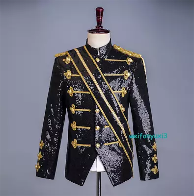 MJ Michael Jackson Costume Classical Sequin Jacket Men's Fancy Costume Coat Top • $63.04