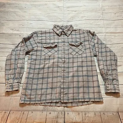 Oneill Flannel Button Up Shirt Long Sleeve Classic Fit Plaid Gray Size Large • $14.95