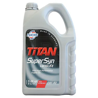 Fuchs Titan Supersyn Longlife 0W-40 0W40 High Performance Engine Oil 5 Litre 5L • £44.95