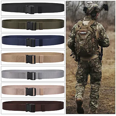 Tactical Belt Military Style Canvas Jeans Belts Heavy Duty Quick Release Buckle • £4.59
