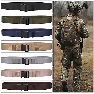 Tactical Belt Military Style Canvas Jeans Belts Heavy Duty Quick Release Buckle • £4.59