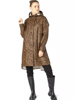 BNWT! ILSE JACOBSEN Leopard Print Black/ Brown Raincoat/ Rain Jacket UK 12 / 38 • £45