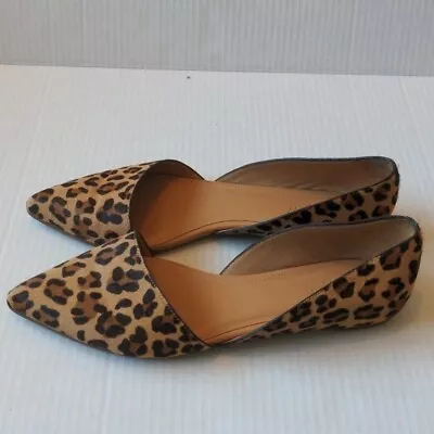 J Crew Zoe Calf Hair Leopard Print D'orsay Pointed Toe Flats Size 9 • $30