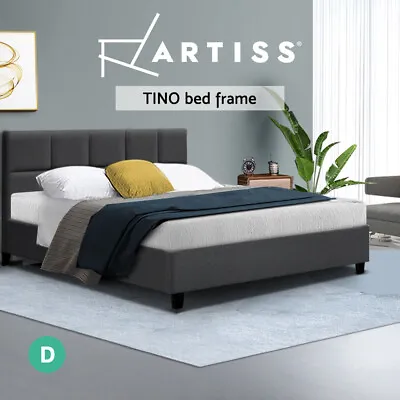 $167.95 • Buy Artiss Bed Frame Double Size Base Mattress Platform Fabric Wooden Charcoal TINO