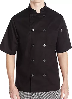 Chef Code Men's Short Sleeve Unisex Classic Chef Coat Large Black NWT • $22.95