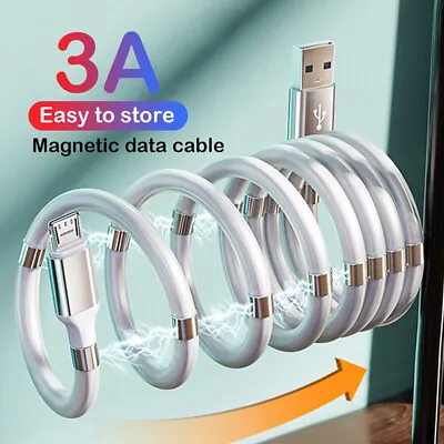 Magnetic Micro USB Cable 1M 3A Fast Charging Charger Phone Data Cable Magic Wire • £2.96