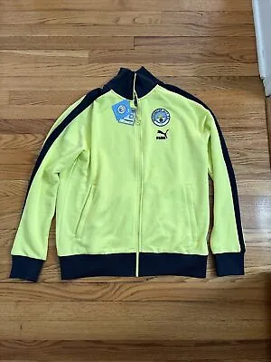 Men's Puma Yellow Manchester City FtblHeritage T7 Raglan Full-Zip Track Jacket • $54.99