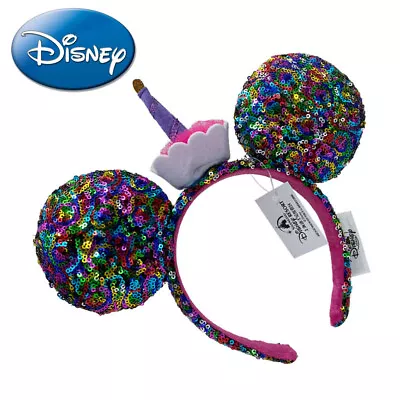 Disney*Parks Happy Birthday Minnie Mickey Ears Cupcake Cake Sequined Headband - • $12.35