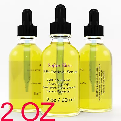 PURE 2 OZ RETINOL VITAMIN A 2.5% Anti Aging Wrinkle Acne Facial Face Serum Cream • $11.99