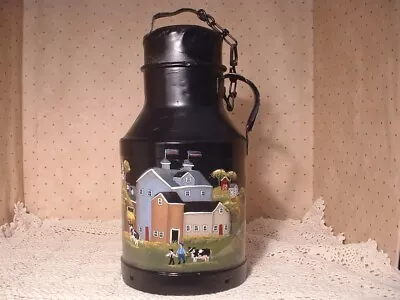 Antique Vintage 4 Qt. Heavy Milk Can Country Cows Farms Hand Painted Folk Art • $85