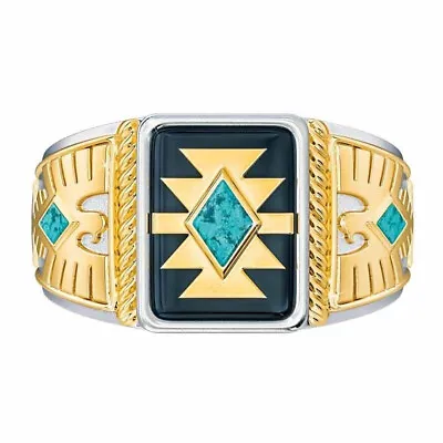 Mens Turquoise Eagle Rings Gold Silver Punk Hip Hop Ring Jewelry Gift Size 6-13 • $2.29