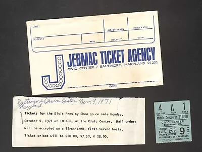 Elvis Presley Original Concert Ticket Stub & Envelope 11/9/71 Baltimore Civic Ce • $149.99