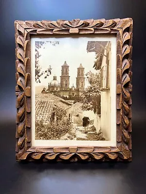 1930s TAXCO Sepia Deeply Hand Carved Mahogany Wood Frame • $74.88