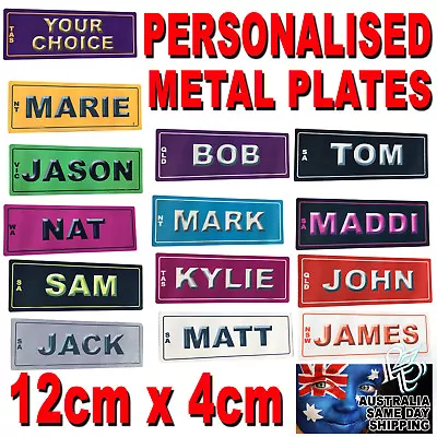 NOVELTY PERSONALISED KIDS CAR BIKE MINI NUMBER PLATE LICENCE SIGN BIRTHDAY 12x4 • $7.12