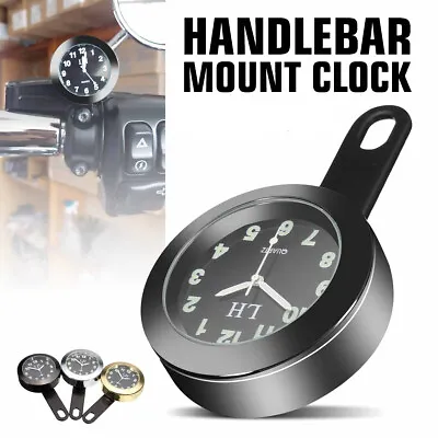 Universal Motorcycle Luminous Handlebar Mount Quartz Clock Watch Waterproof Dial • $12.62