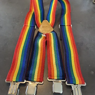 NEW Master Mechanic Unisex Rainbow Suspenders Work Top Grain Cowhide 2  #MM110RB • $18.99