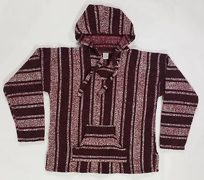 Mexican Textiles Sandy Womens Baja Hoodie Surfer Sweater Size M Medium Burgundy  • $36.78