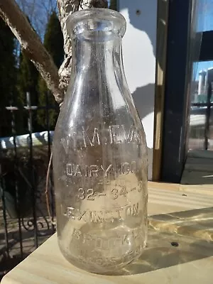 Antique W.M. Evans Dairy One Quart Milk Bottle From Brooklyn New York • $23