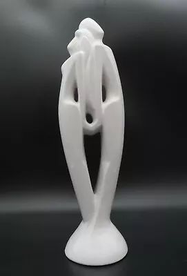 Haeger  Art Pottery Rendezvous Lovers Statue Man Woman White Glossy 20  TALL • $54