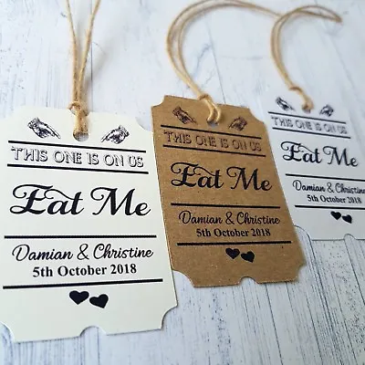 £4 • Buy  Personalised Wedding Favour Gift Tags Drink Me Or Eat Me Food And Drink Labels 