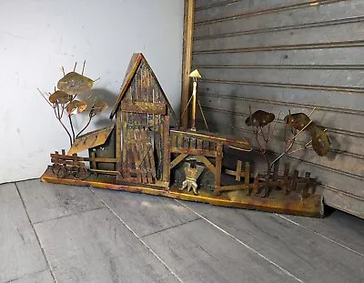 Vintage Tin Metal Brutalist Wall Art - Blacksmith Barn Mid Century Modern • $72