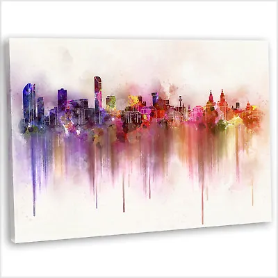 £19.99 • Buy Liverpool Canvas Print Abstract Watercolour Skyline Framed Wall Art Picture ~1