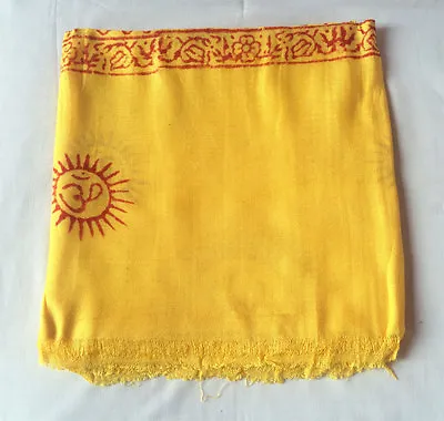 OM Cotton Yellow Color Prayer Shawl For Yoga And Meditation • $9