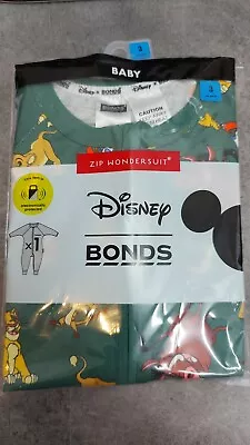 Bonds NEW Zippy Wondersuit Disney Lion King Green  Size 3 BNIP • $29.99