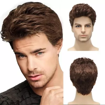 Men Short Wigs Brown Wig For MaleGuy Layered Daily Or Halloween Cosplay Party... • $25.75