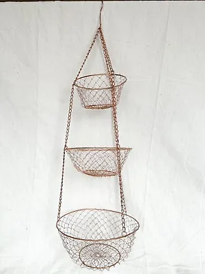 Vintage  3-Tier Copper Hanging Basket Perfect For Fruit/Veggie Or Plants MCM • $25