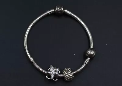 PANDORA .925 STERLING SILVER Moments Charm Bracelet 2x Charms Pineapple 23g -C05 • £12.99