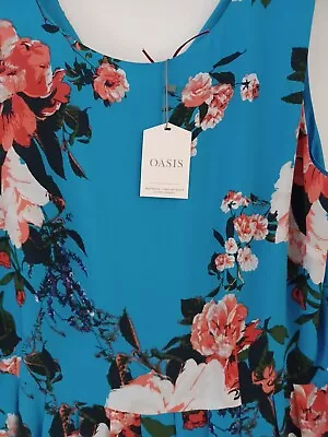 Oasis Beautiful Blue Floral Print Maxi Dress Size 18 BNWT • £15