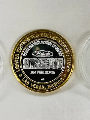 $59 • Buy Vintage Binion’s Horseshoe Casino- $10 Gaming Token .999 Silver- Encapsulated